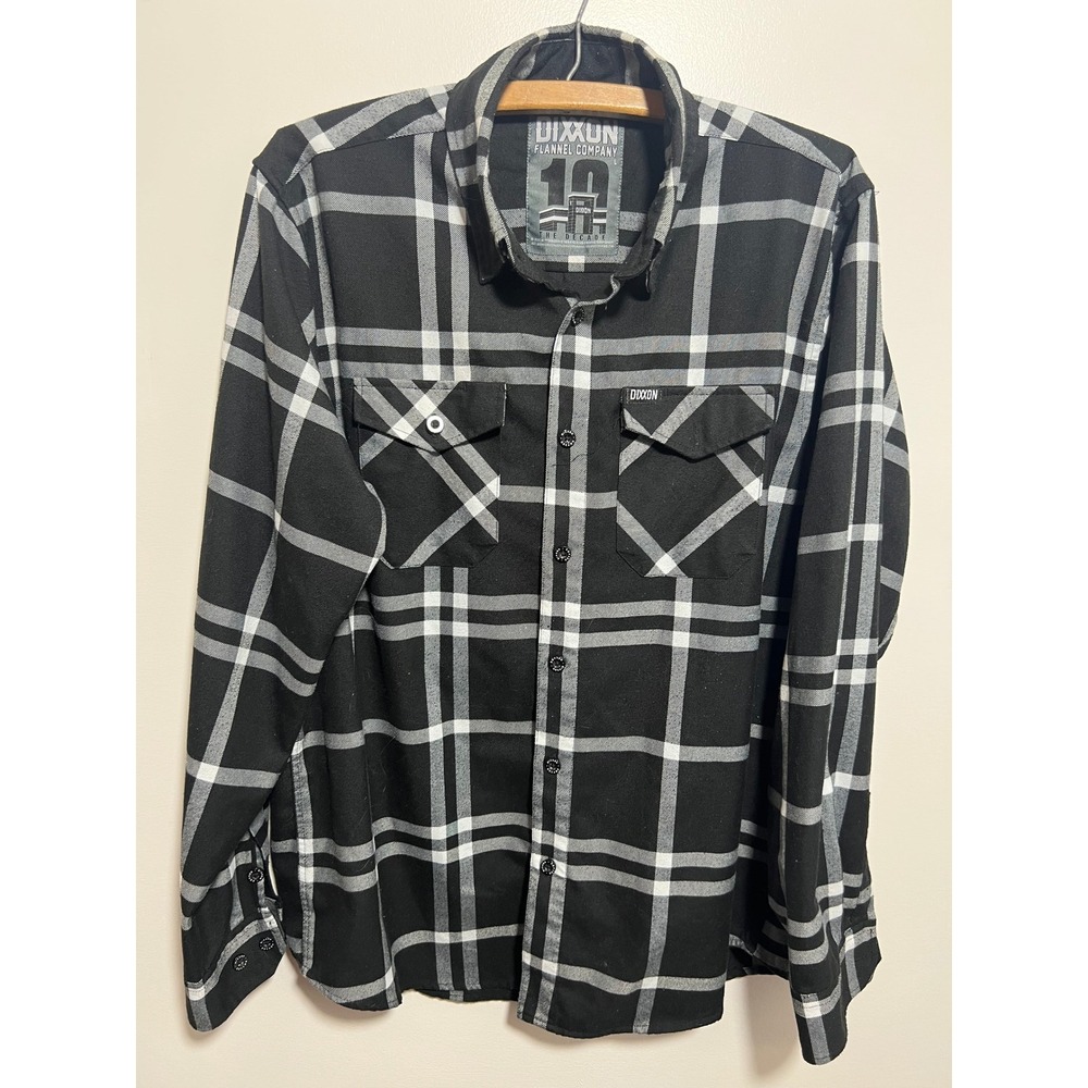 Dixxon Flannel Company The Decade Black Grey White Plaid Shirt Mens Large L